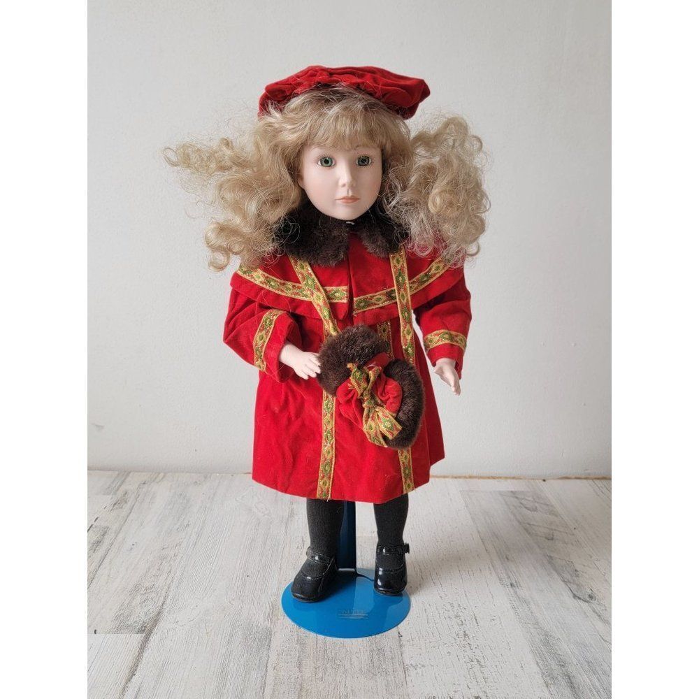 Marian Yu blonde russian girl red winter‎ outfit porcelain doll